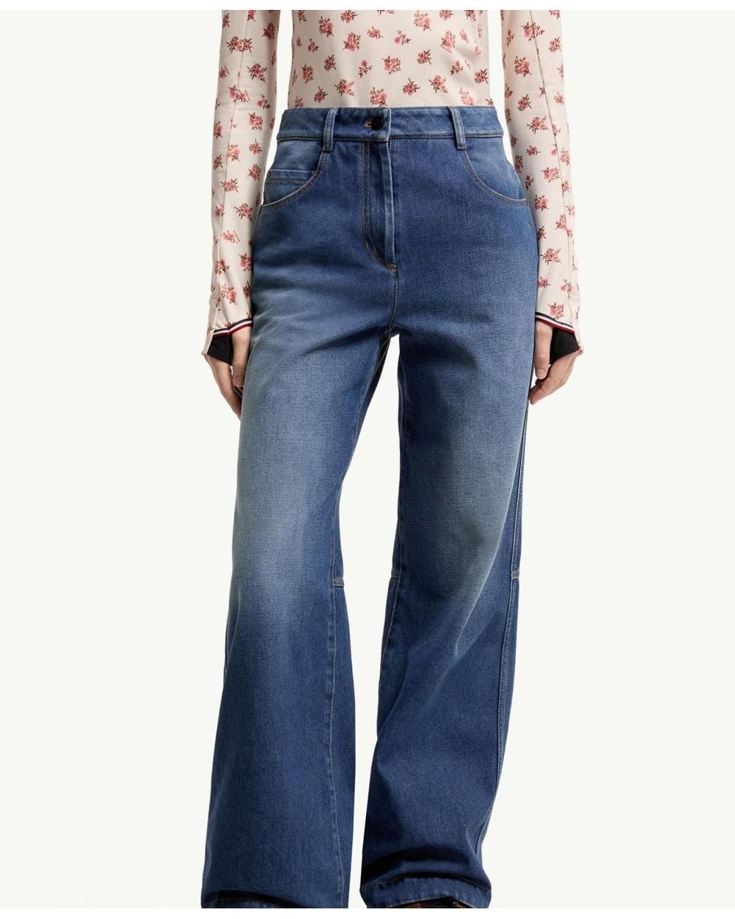 Moncler Blue Technical Denim Pants