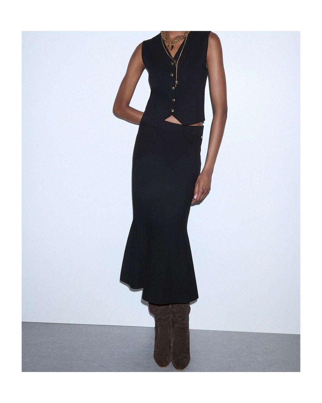 Liu Jo Black Knit Midi Skirt