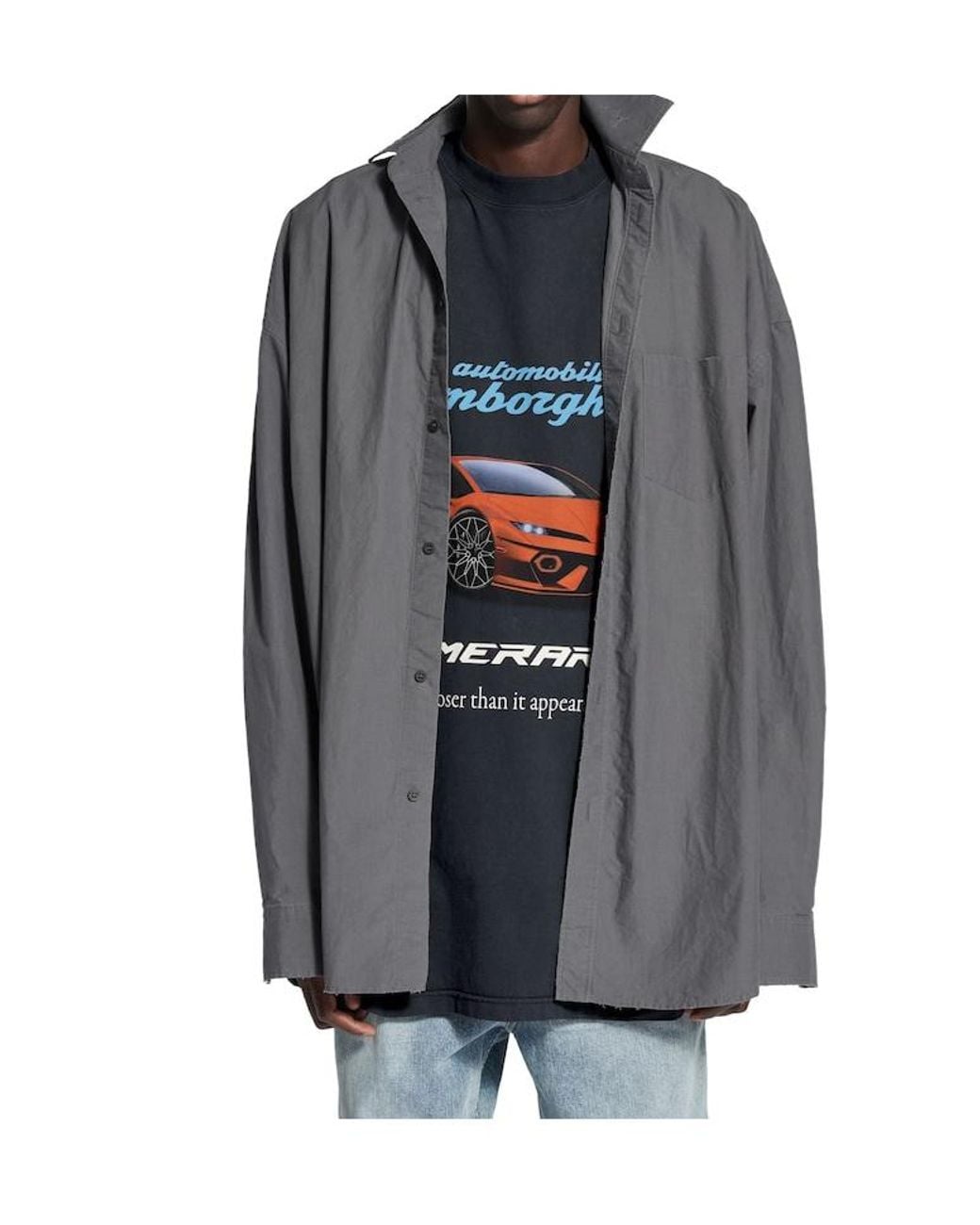 Balenciaga Gray Gucci Layered Long-Sleeve Shirt for men