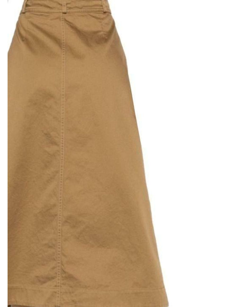 Saint Laurent Natural Twill Midi Skirt