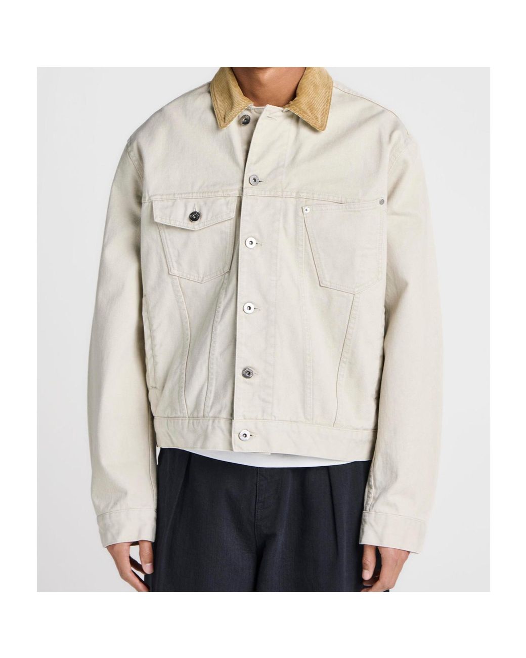 J.W. Anderson Natural Corduroy Collar Denim Jacket for men