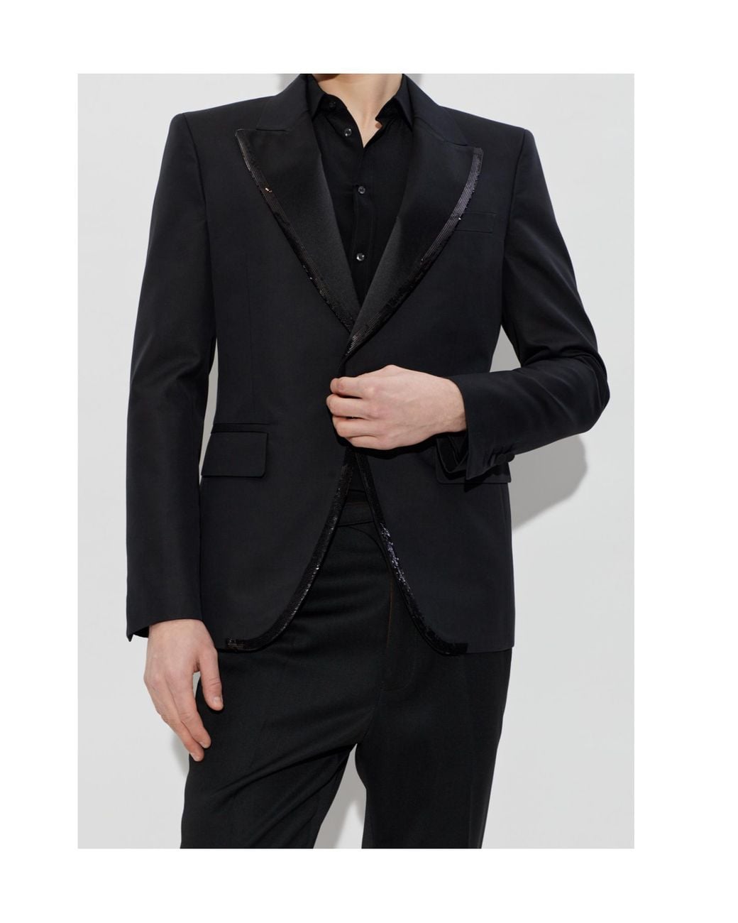 DSquared² Black Single-Breasted Sequin-Embellishment Blazer for men