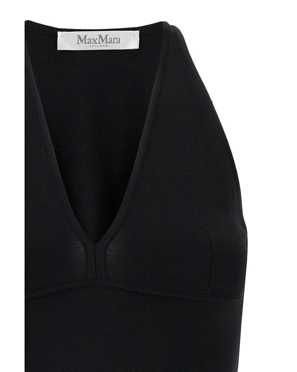 Max Mara Black Armida1234 V-Neck Sleeveless Top