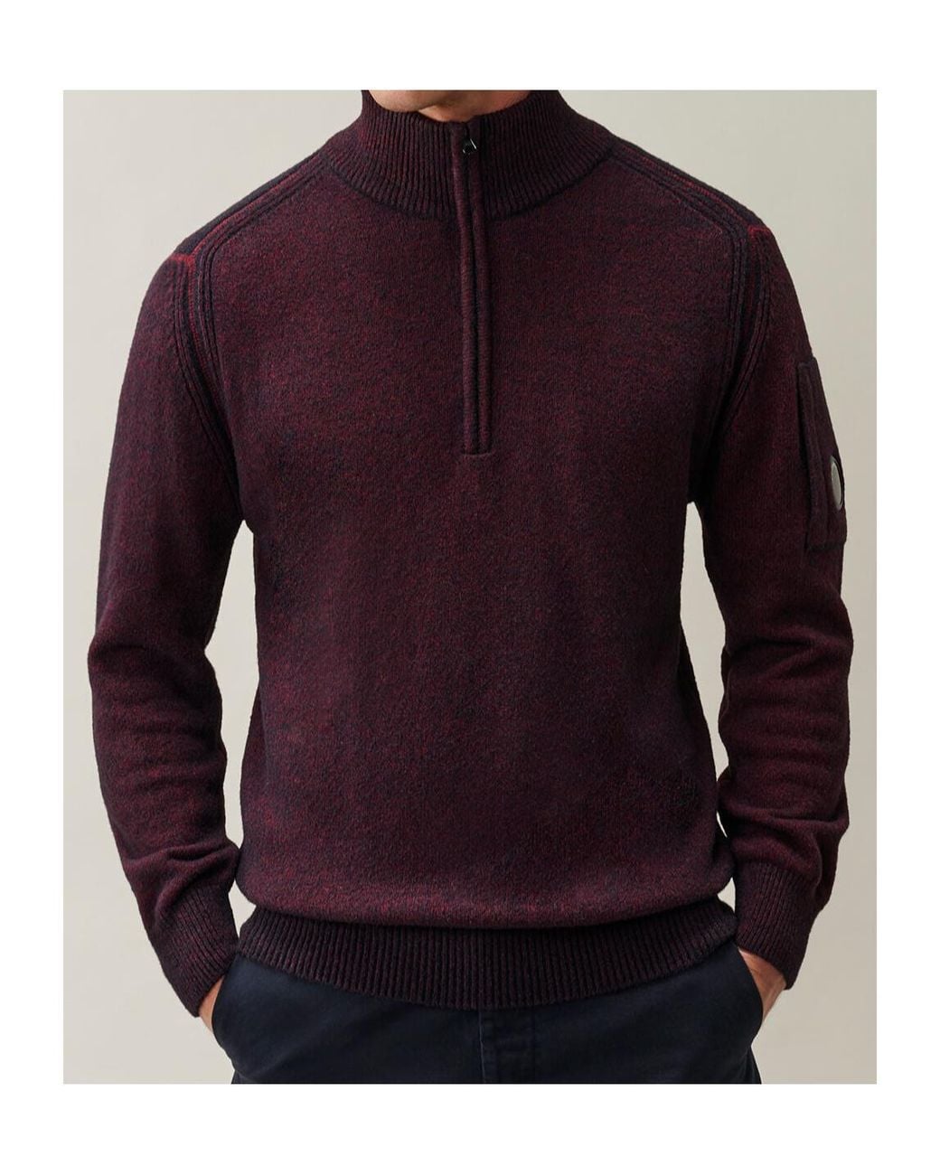 C P Company Red Half Zip Fleece Sweatshirt for men