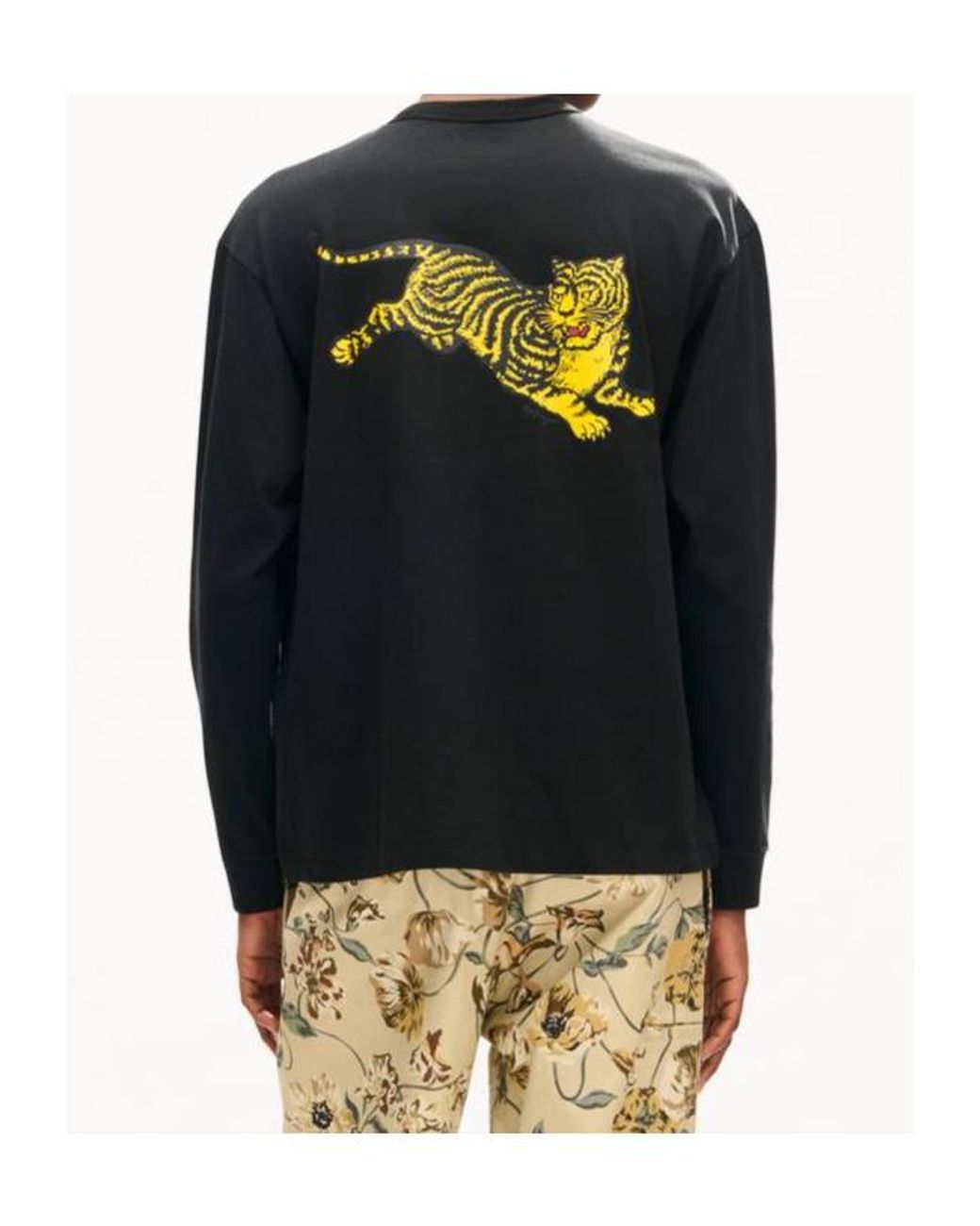 KENZO Black Jumping Tiger' Long Sleeves T-Shirt for men