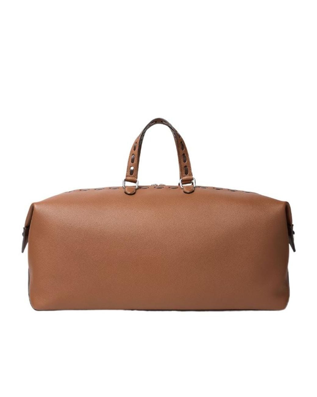 Fendi Brown Lui Topstitch Detail Duffle Bag for men
