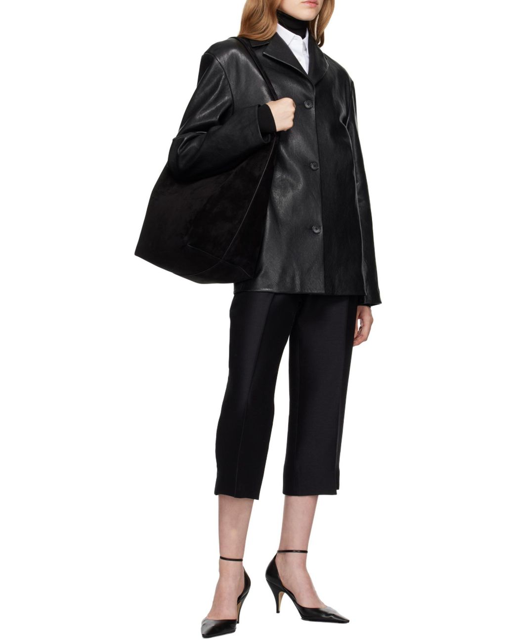 The Row Black Large Park Tote Bag