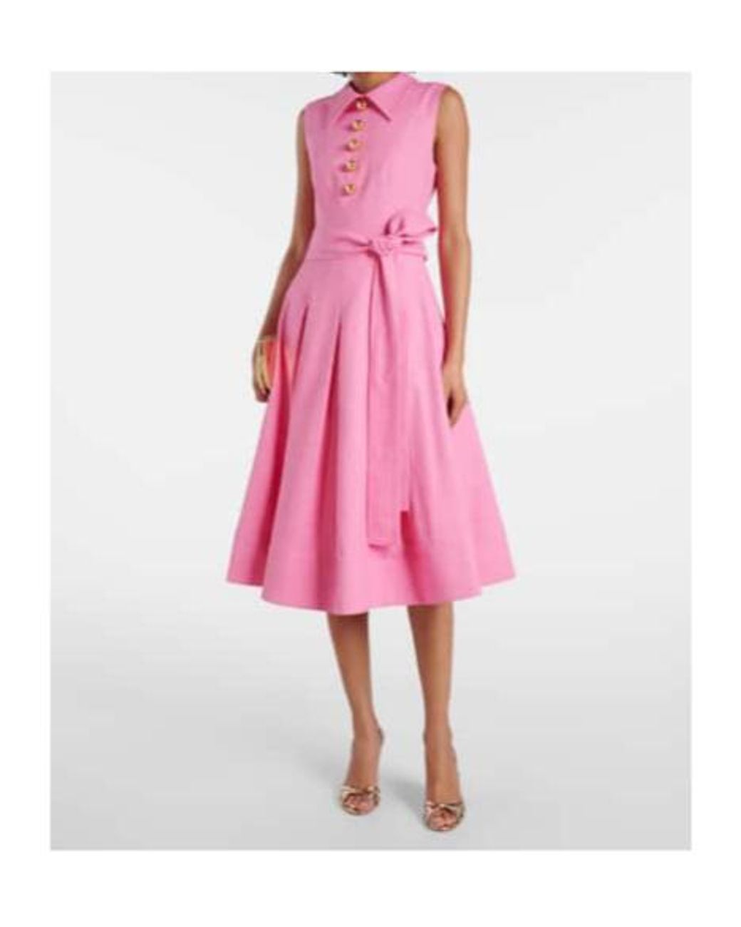 Carolina Herrera Pink Belted Twill Midi Dress