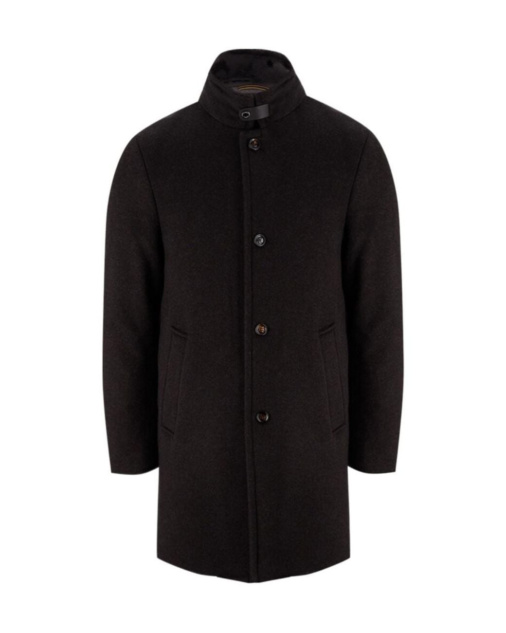 Moorer Black Single-Breasted Wool Coat for men