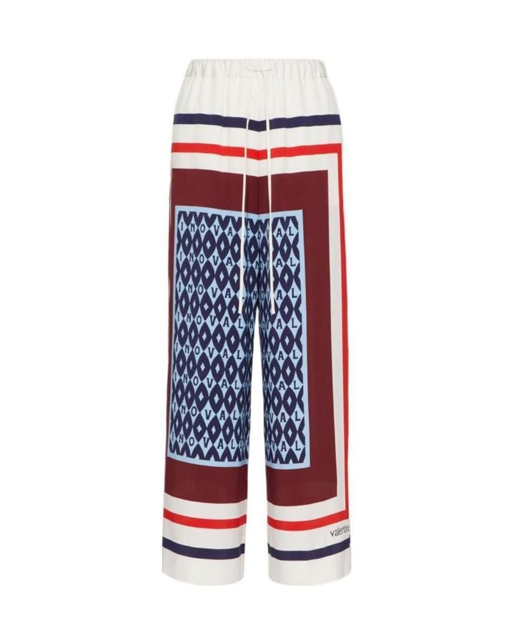 Valentino Blue Striped Silk-Cady Trousers