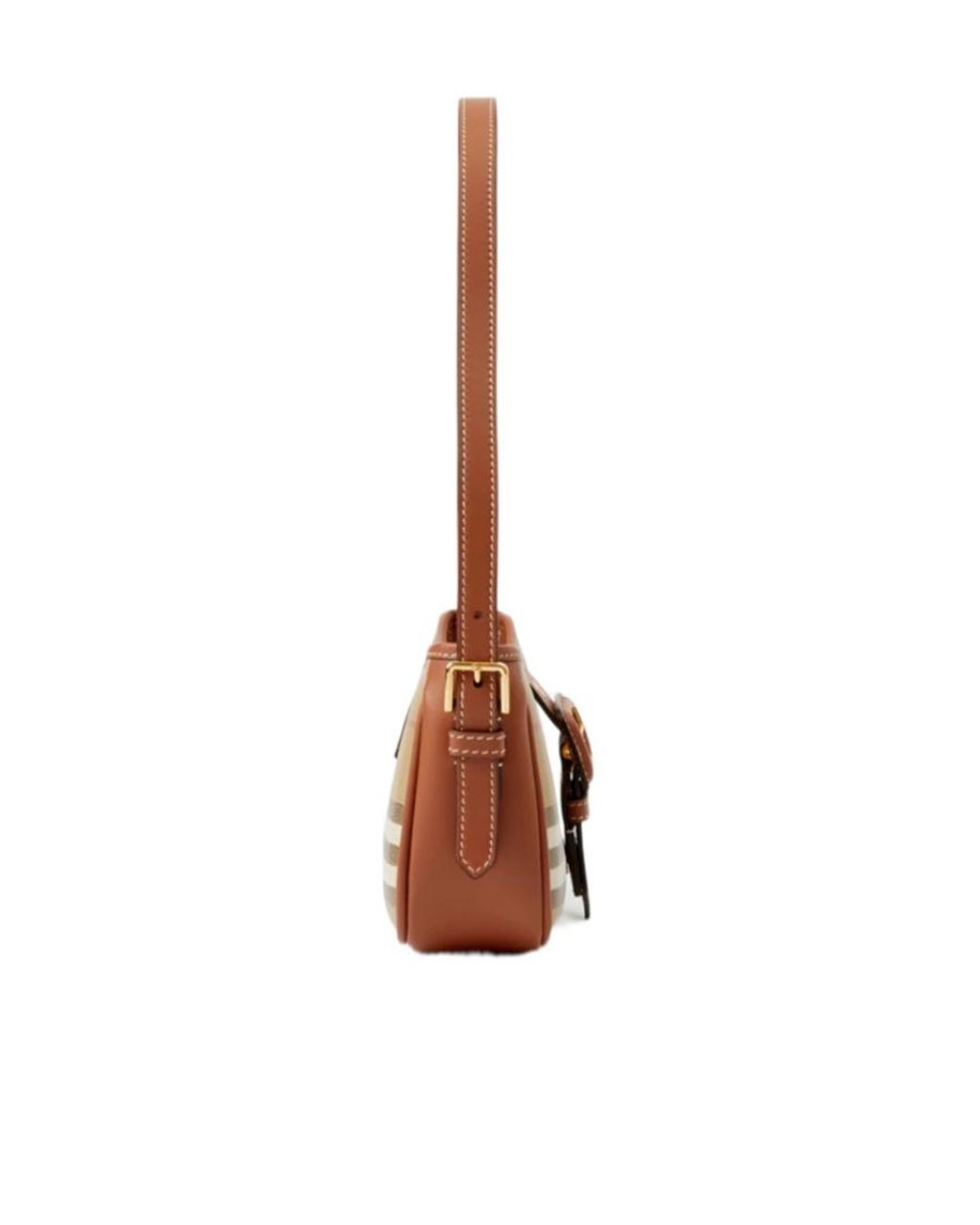 Burberry Brown Sling Vintage Check Buckle-Detailed Shoulder Bag