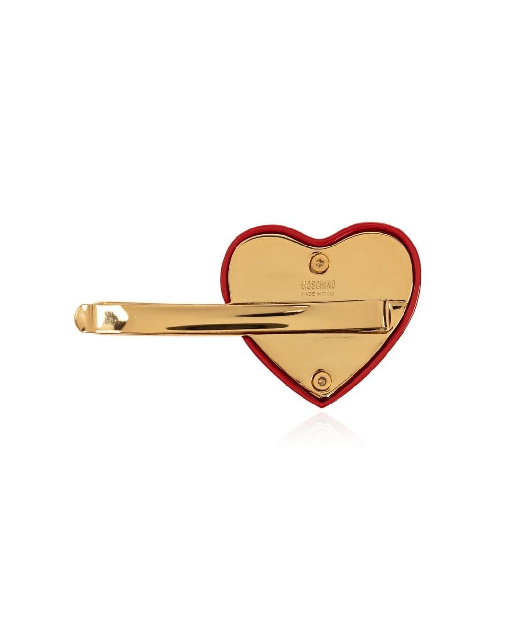 Moschino Red Heart Palque Hair Clip