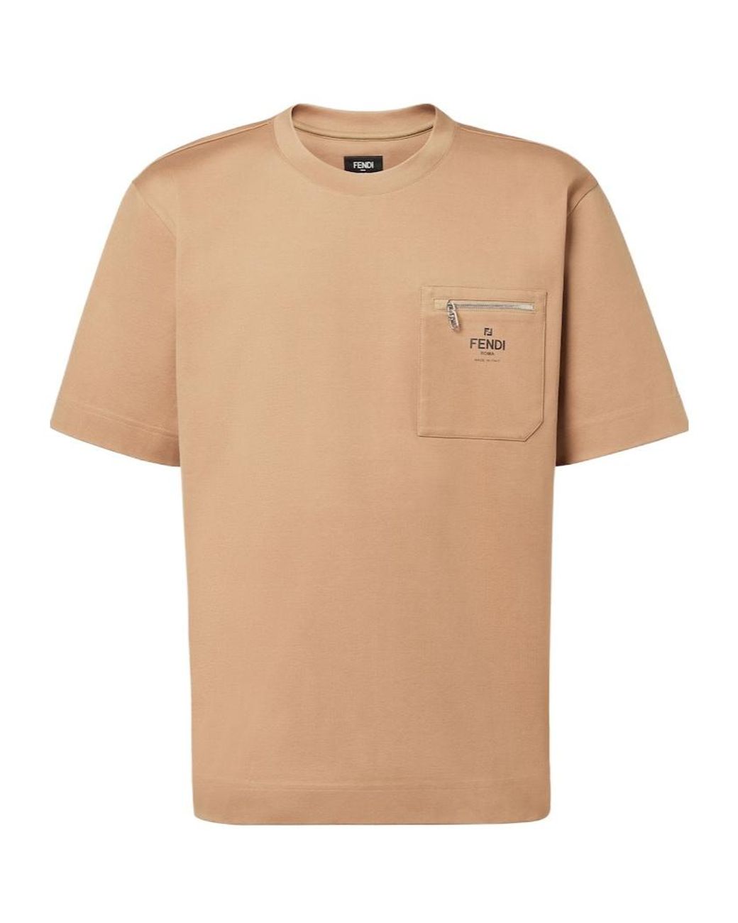 Fendi Natural Logo Printed Crewneck T-Shirt for men