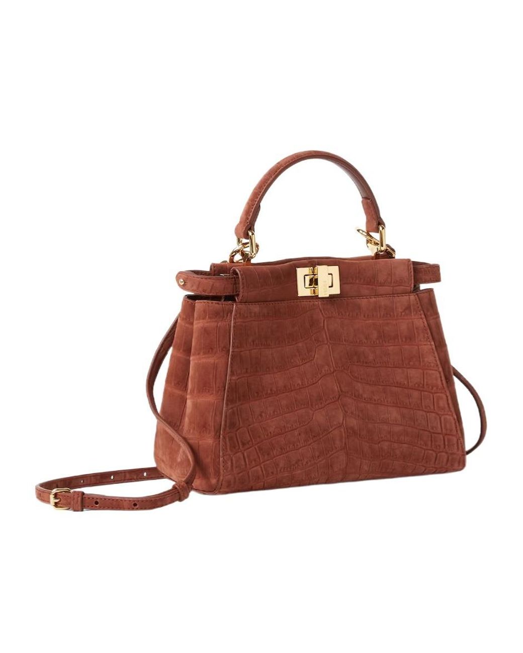 Fendi Red Sienna Nubuck Crocodile Leather Bag