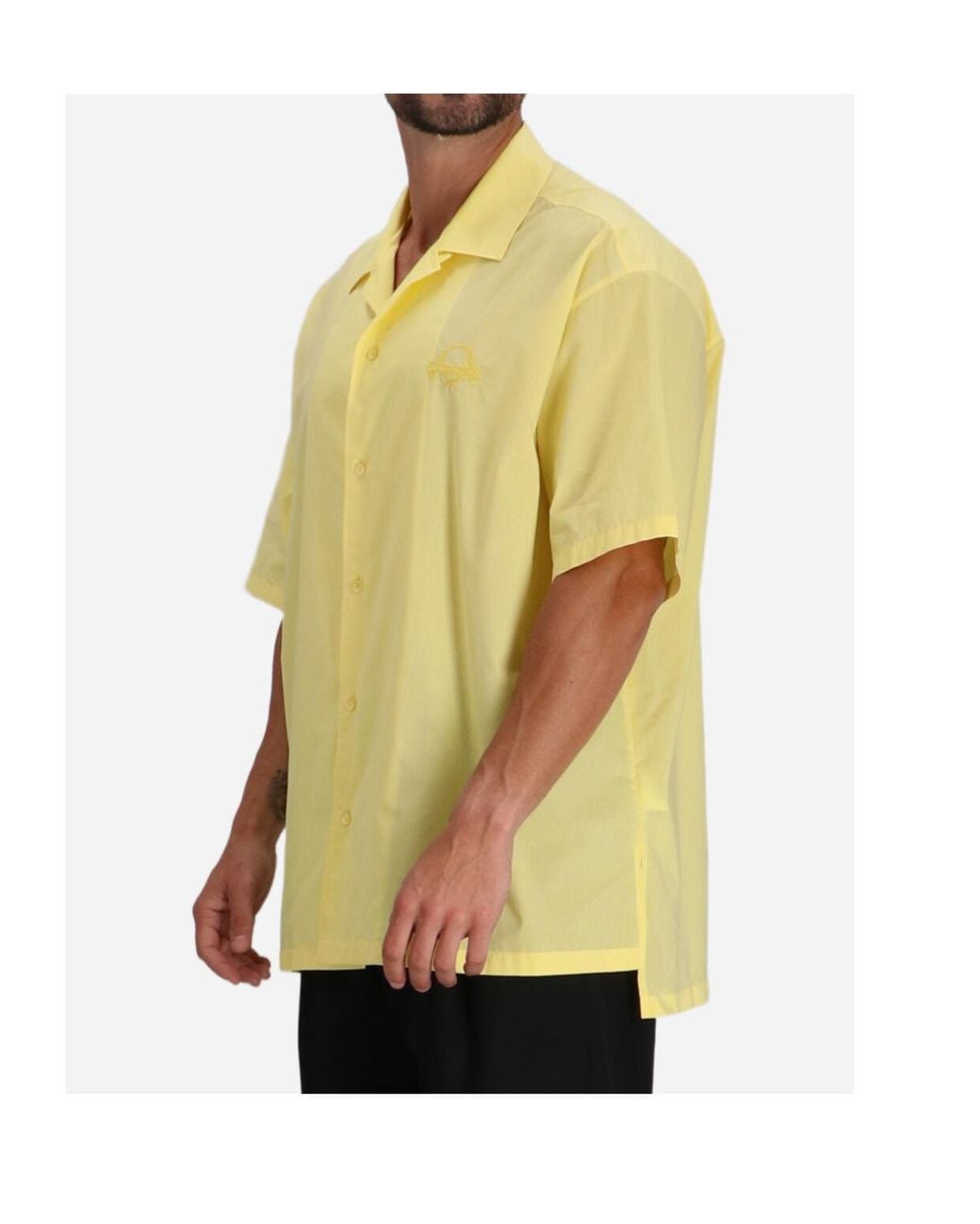 Moschino Yellow Short-Sleeve Button-Up Shirt for men