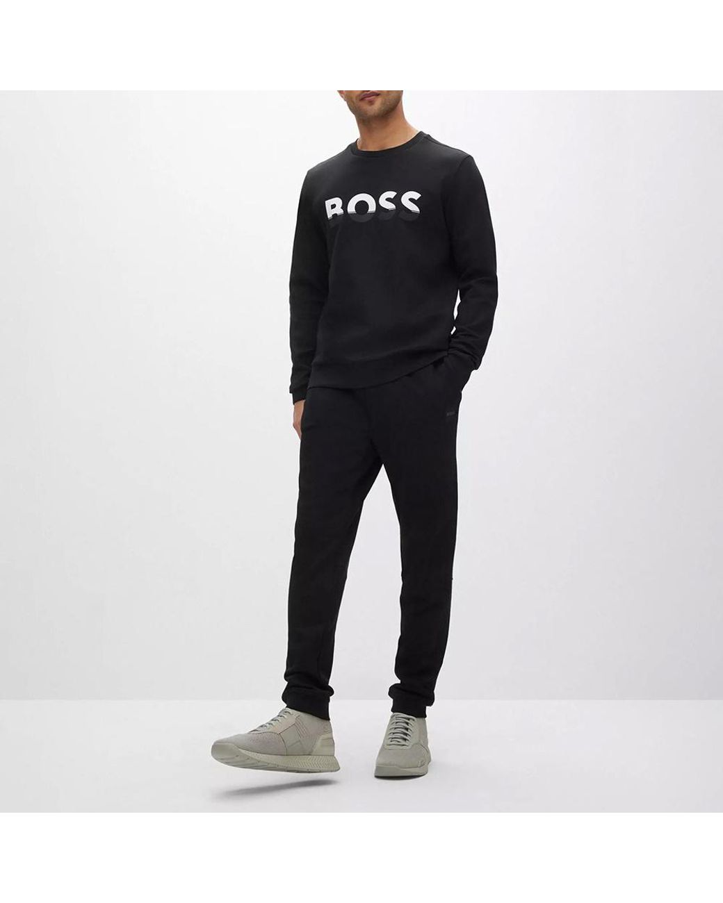 Boss Black Colour-Block Logo Sweatshirt for men