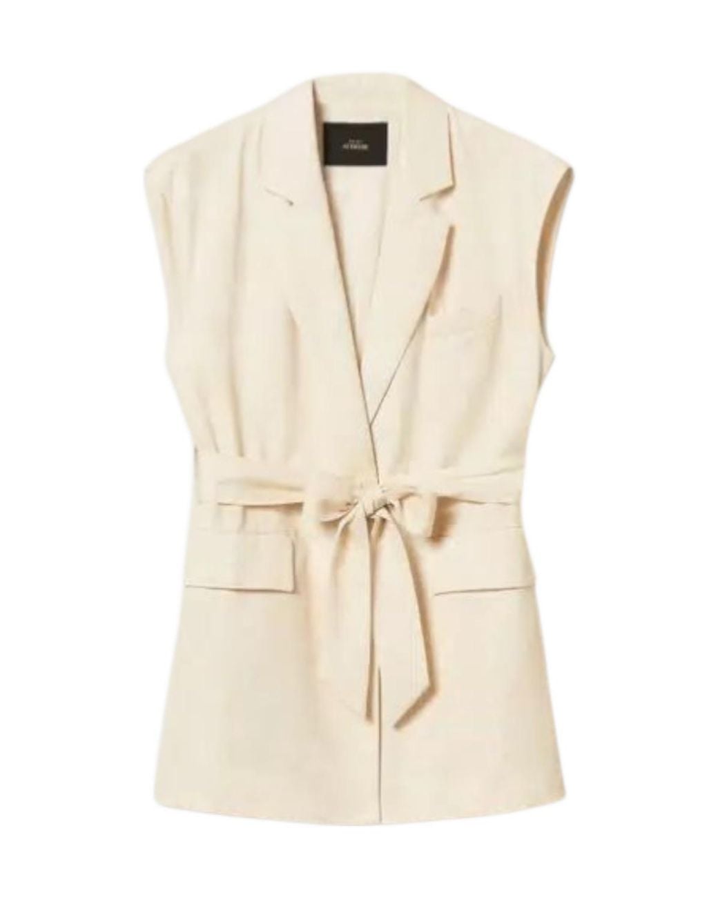 Twinset Natural Print And Belt Sleeveless Jacket