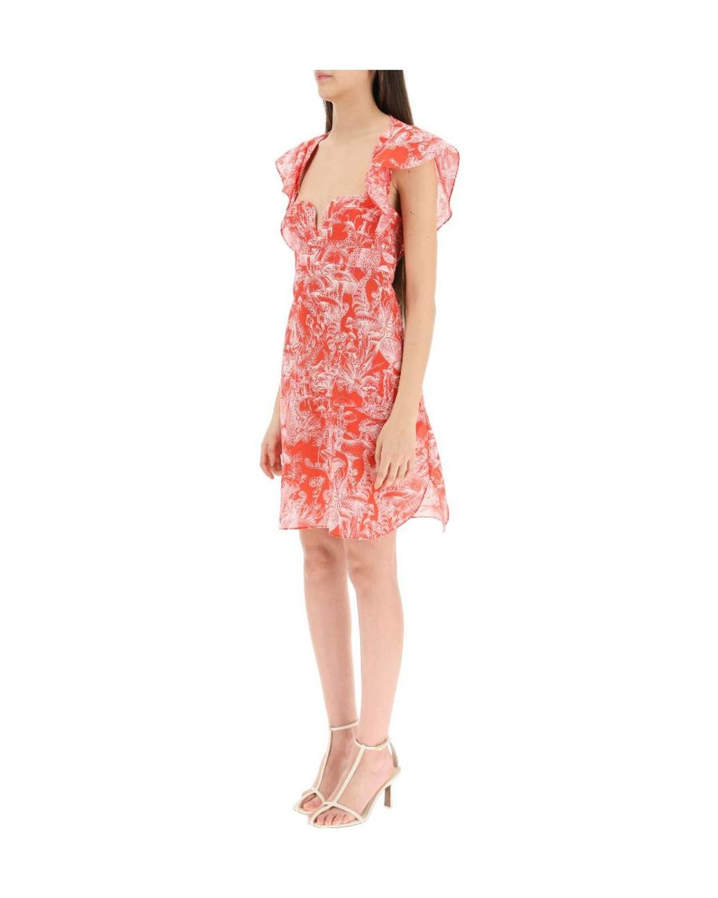 Stella McCartney Red Mushroom-Print Mini Dress