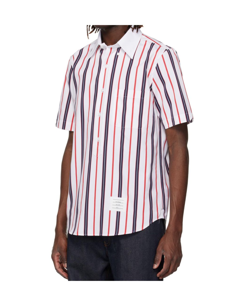 Thom Browne Red Repp Striped Poplin Shirt for men