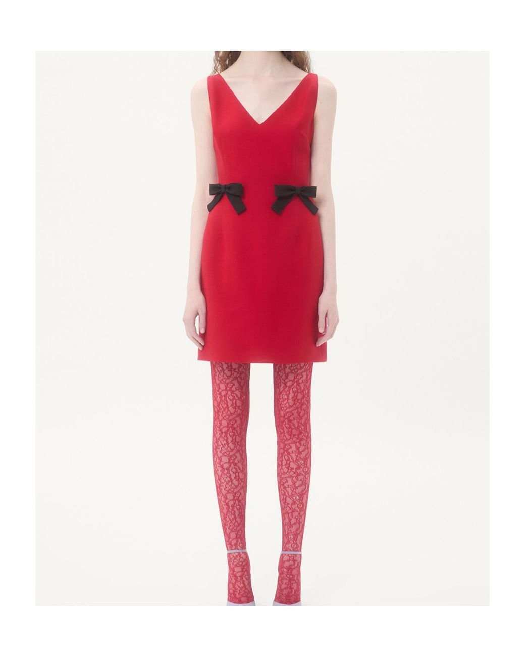 Valentino Red Bow V-Neck Mini Dress