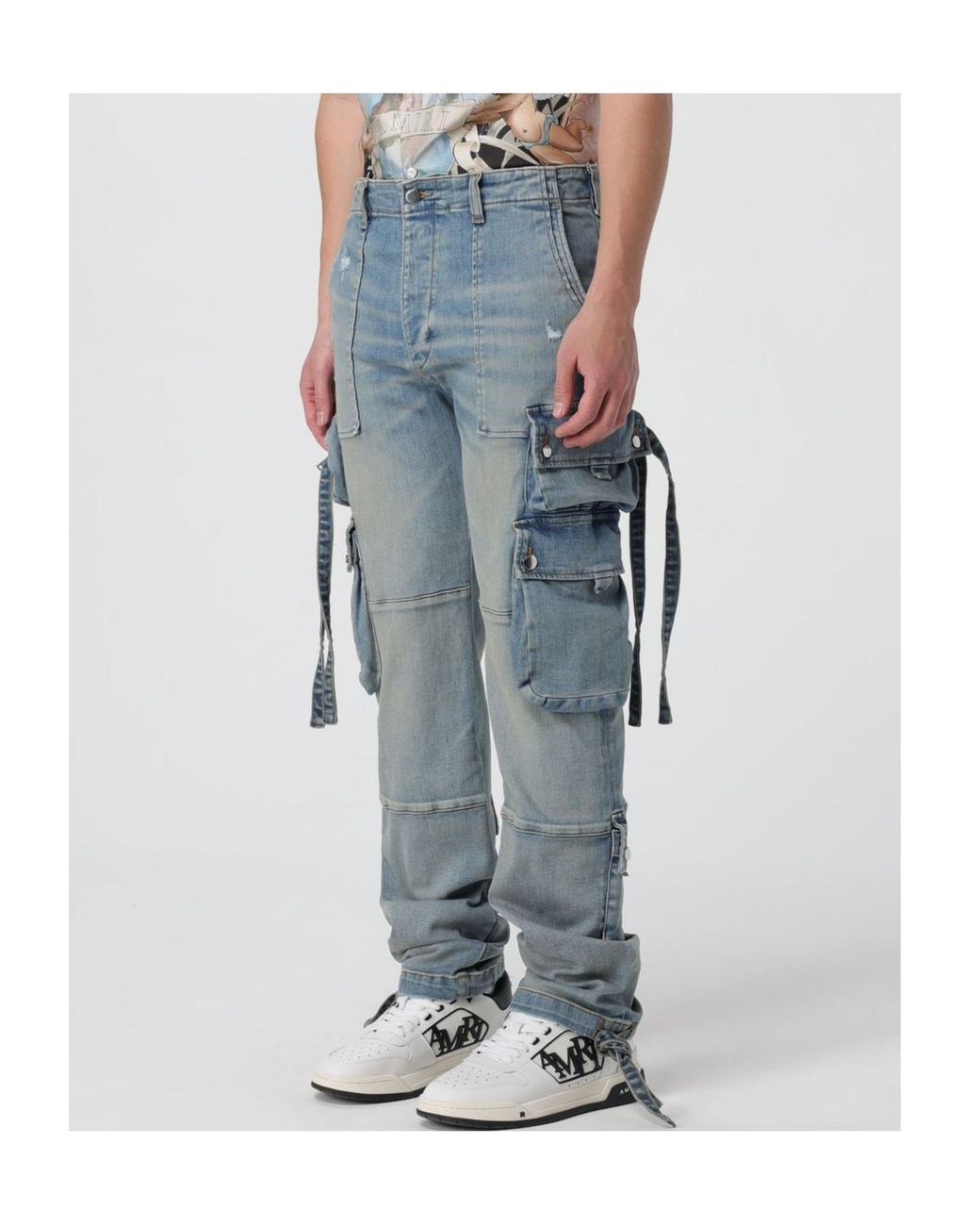 Amiri Blue Pocket Detailed Distressed Jeans for men