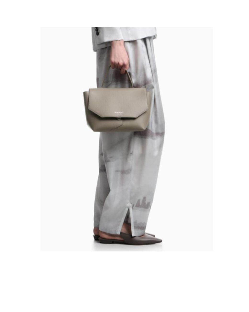 Emporio Armani Natural Grained-Leather Tote Bag
