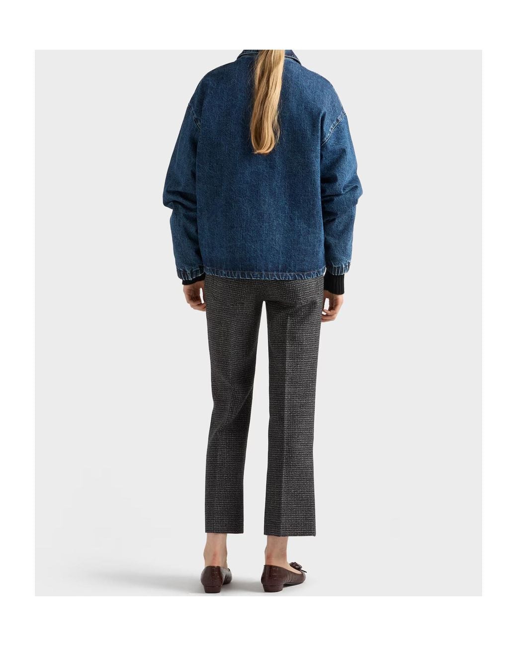 Prada Gray Mouliné Gingham Check Pants