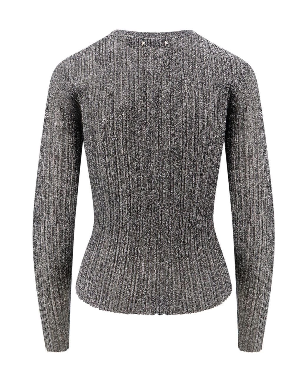 Golden Goose Deluxe Brand Gray V-Neck Lurex Top