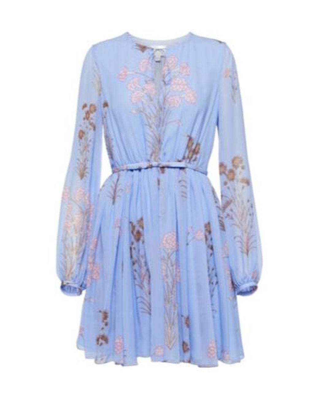 Giambattista Valli Blue Floral Silk Gerogette Minidress