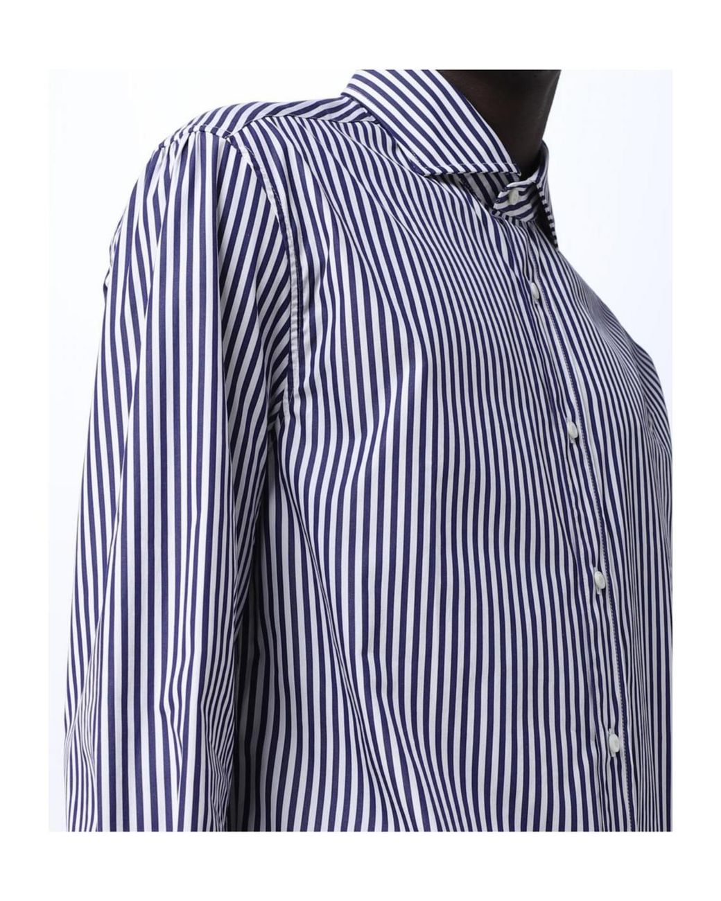 Brunello Cucinelli Blue Candy-Stripe Long-Sleeve Shirt for men
