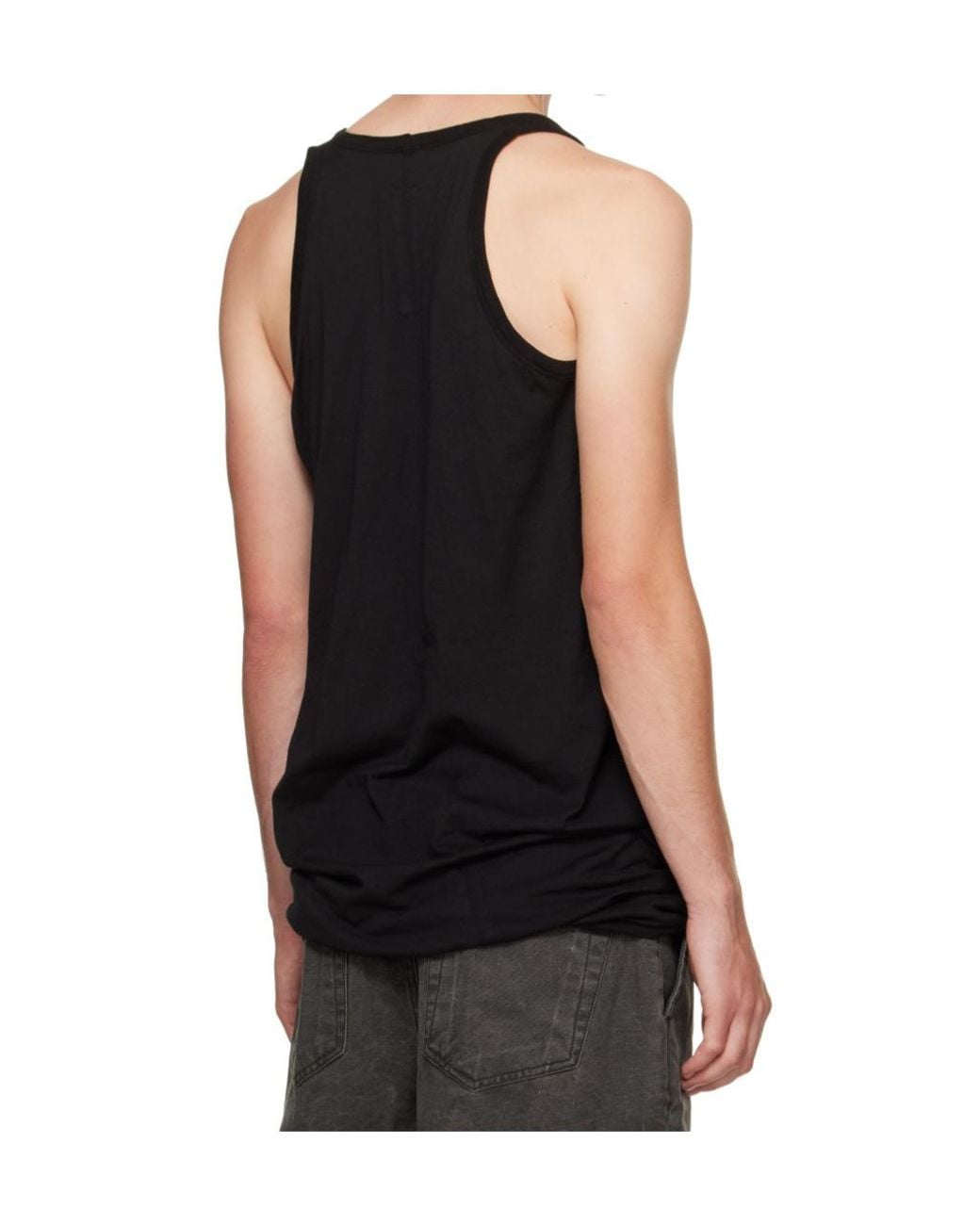Rick Owens Black Long Sleeveless Tank Top for men