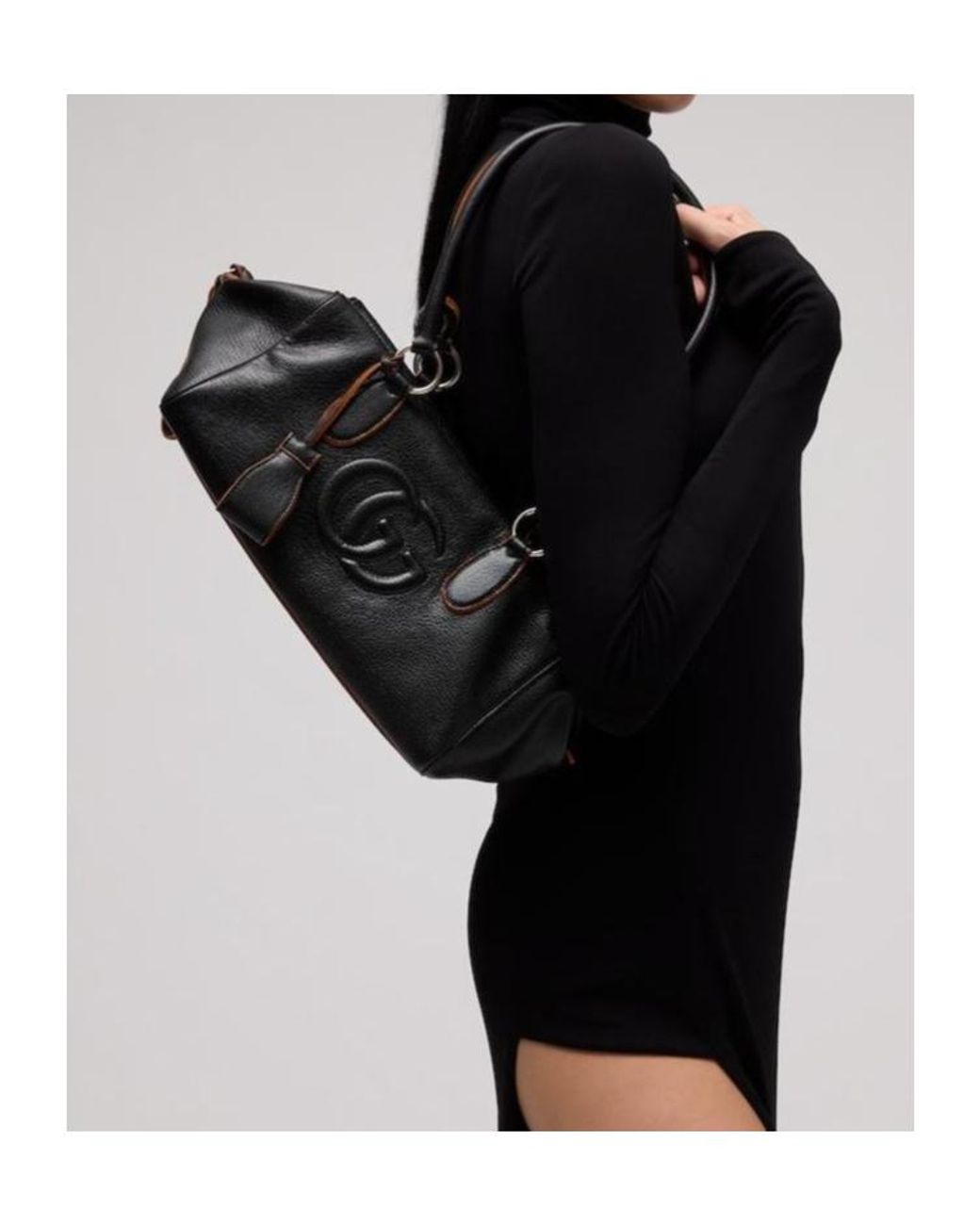 Gucci Black Medium Boston Bag With Double G Detail