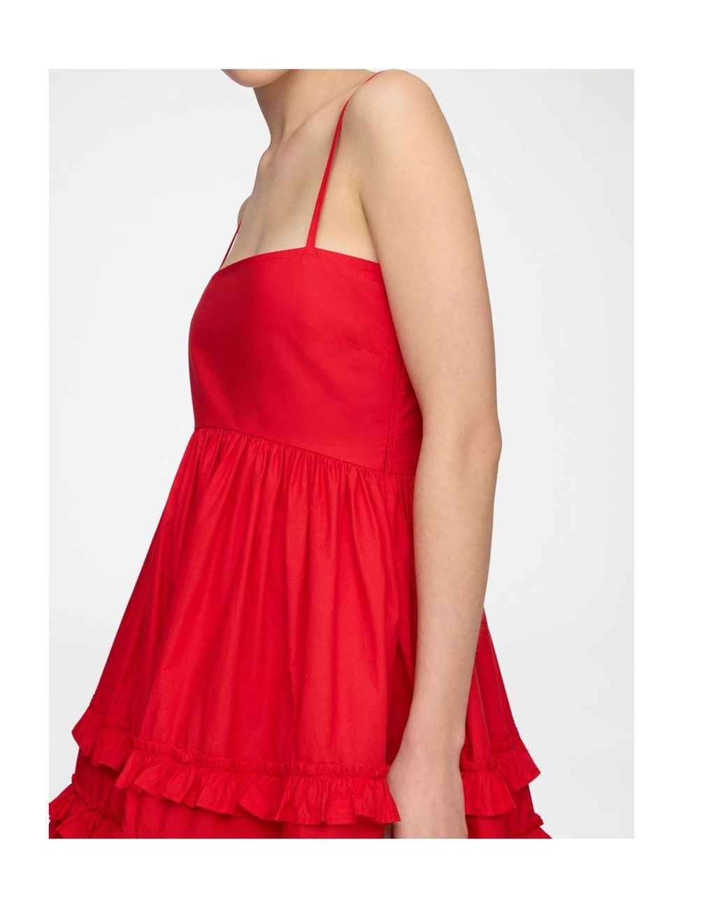 Ganni Red Ruffled Mini Dress