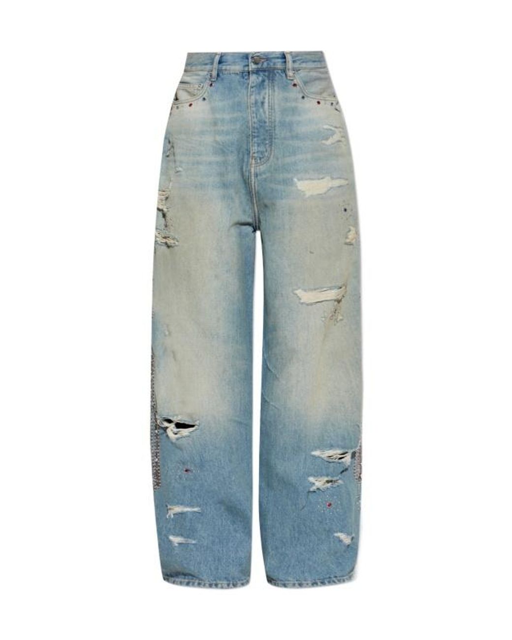 Amiri Blue Distressed Embellished Jeans for men