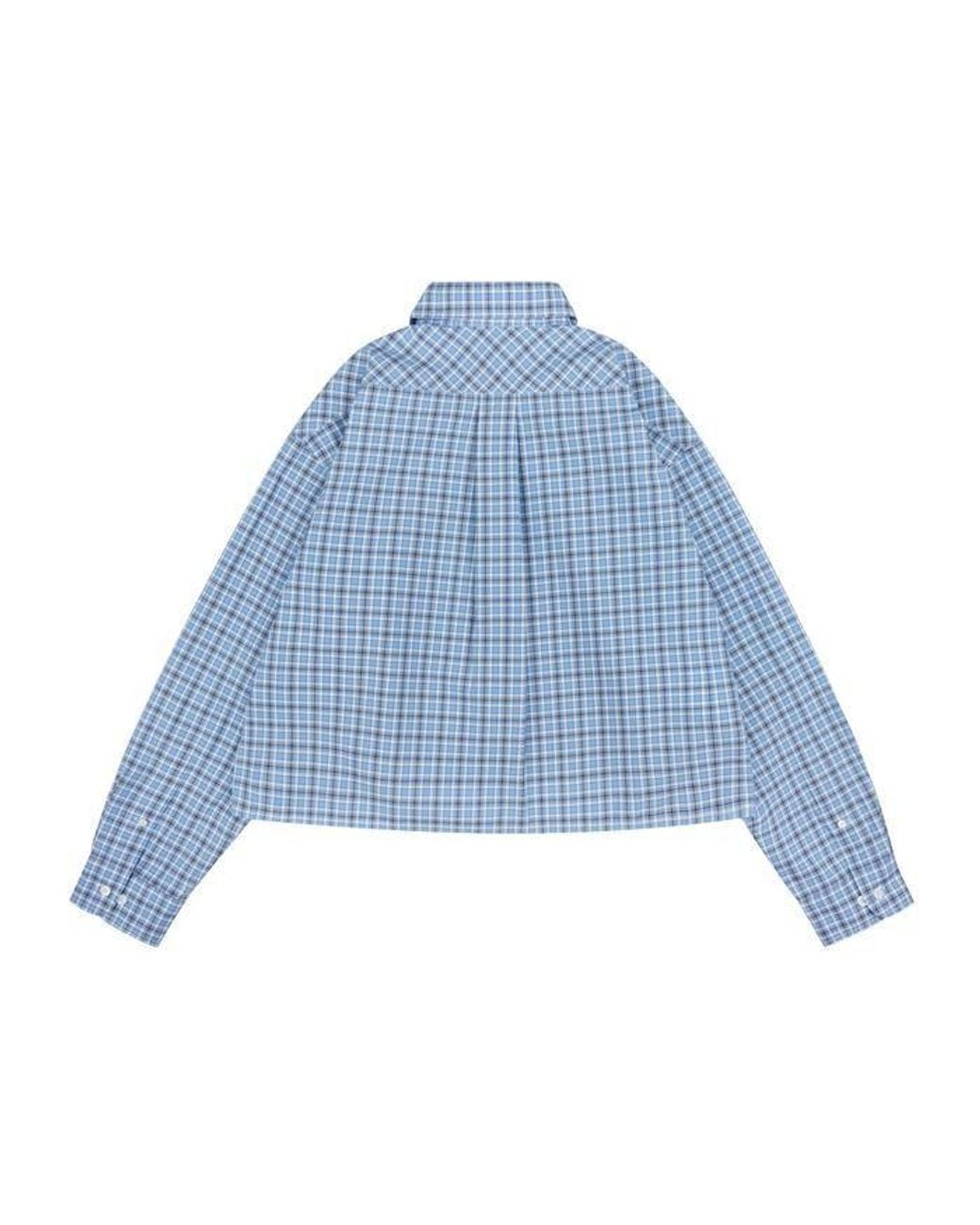 Miu Miu Blue Checked Cropped Shirt