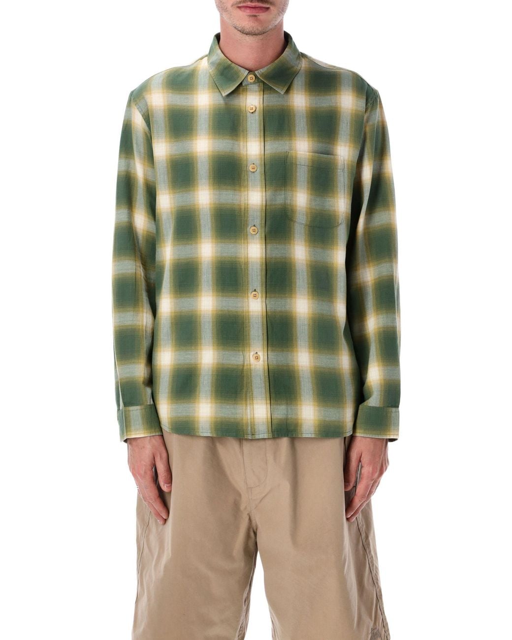 Stussy Green Beach Ombre Checked Shirt for men