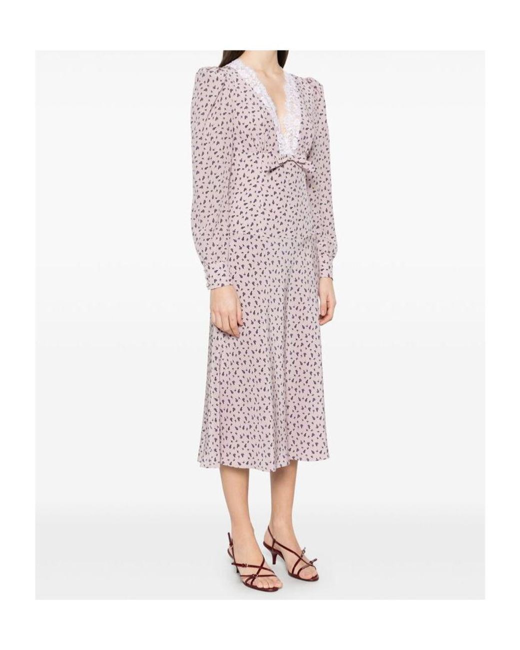 Alessandra Rich Purple Small Rose Print Dress