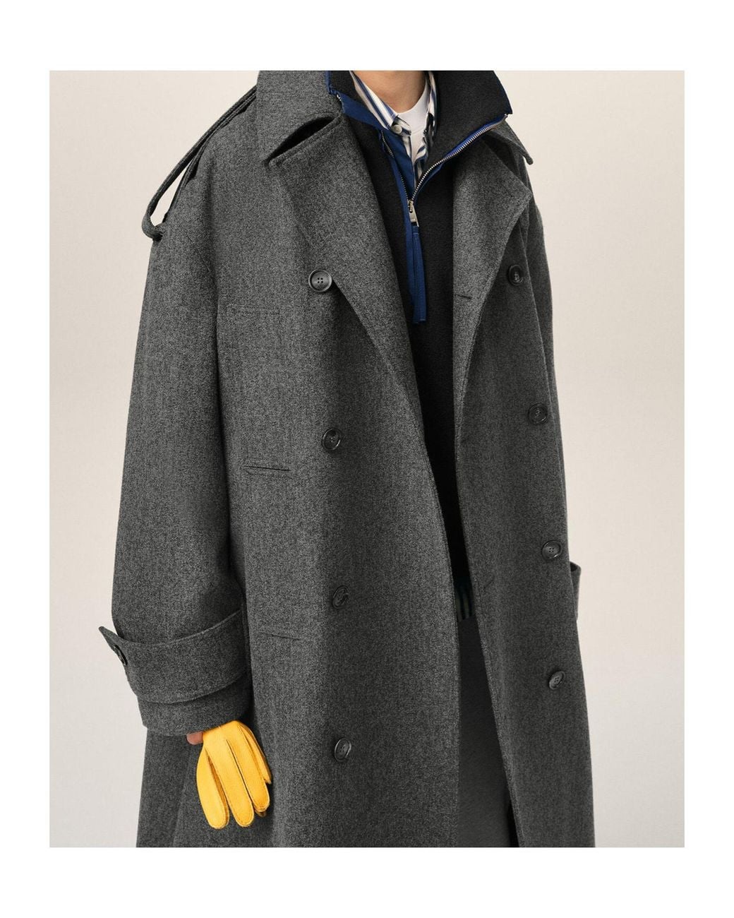 AMI Gray Ami Double-Breasted Coat for men