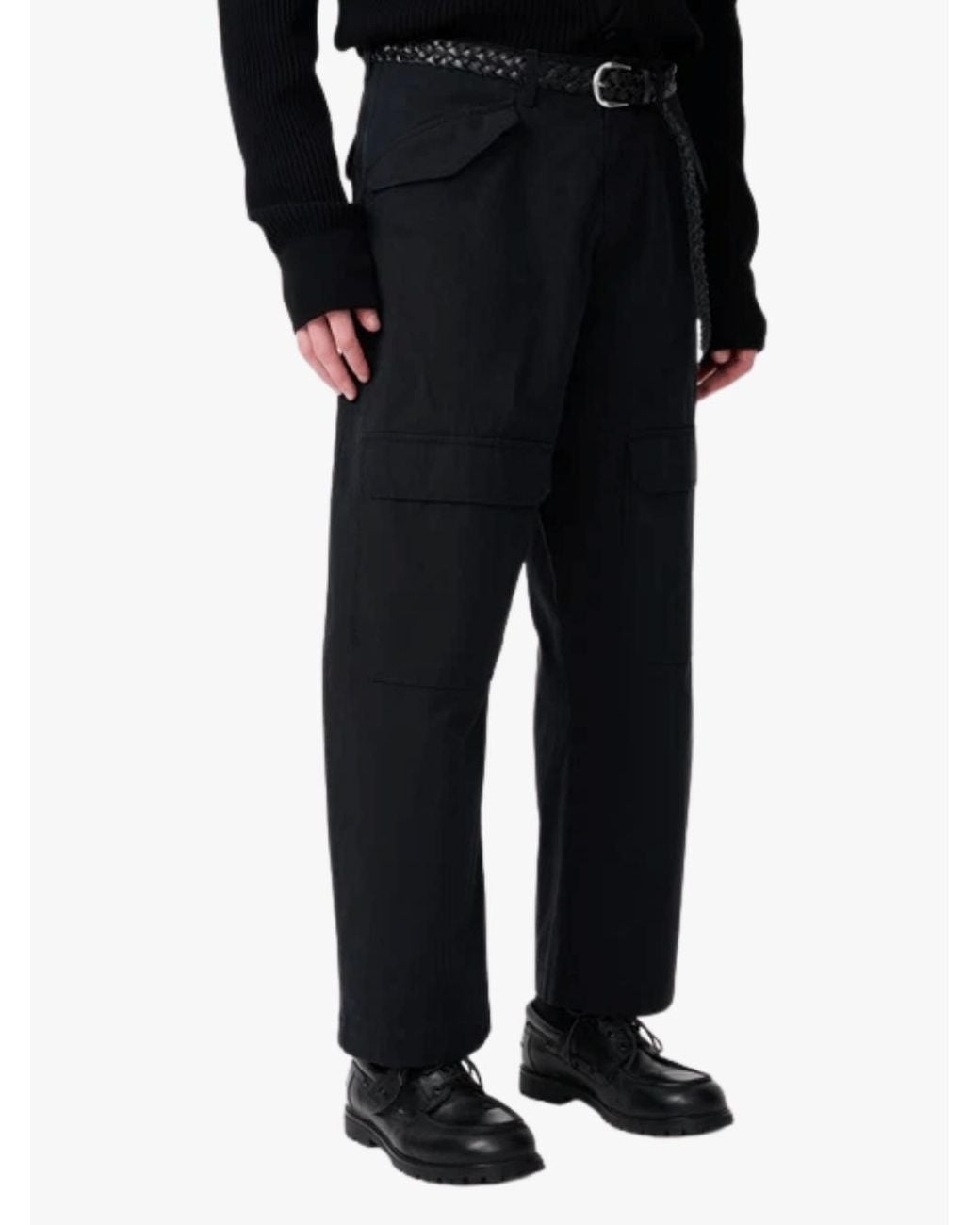 Studio Nicholson Black Wide Leg Cargo Trousers for men