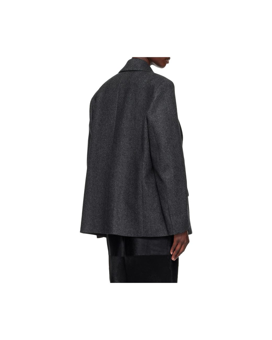 Rohe Black Double-Breasted Herringbone Blazer