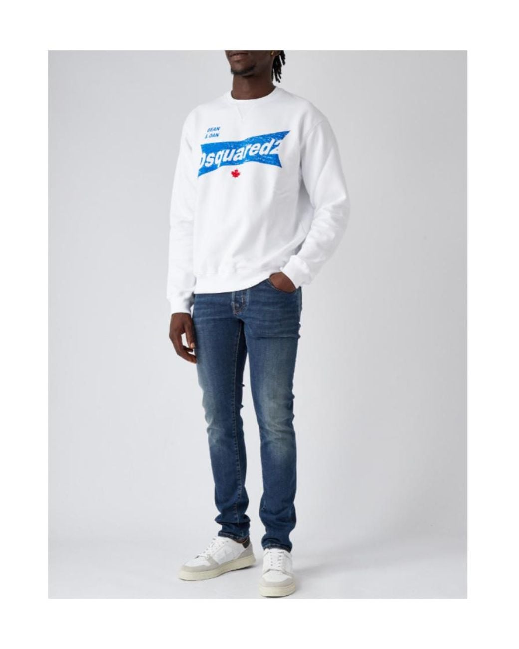 DSquared² White Logo-Printed Crewneck Sweatshirt for men