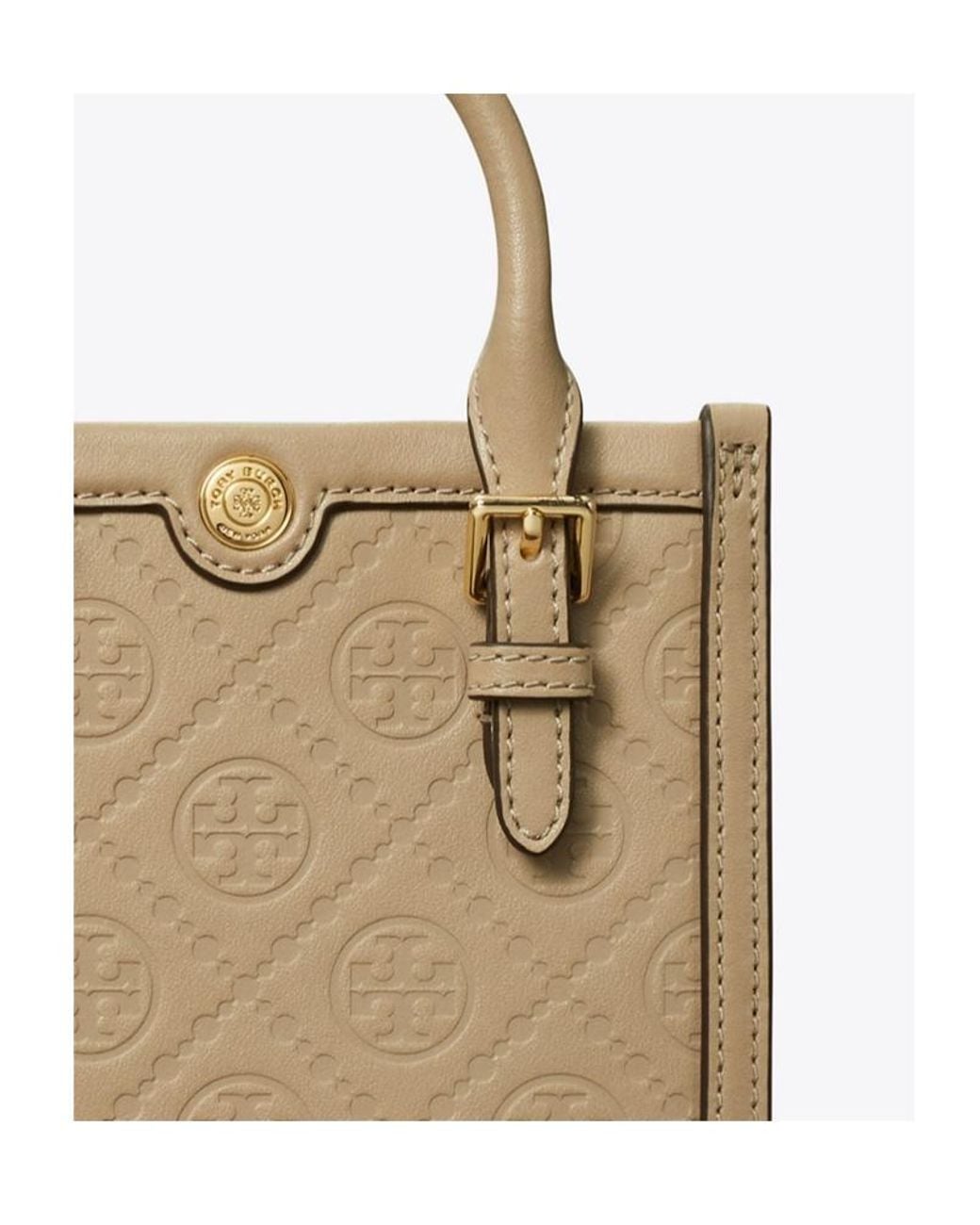 Tory Burch Natural Mini T Monogram Tote Bag