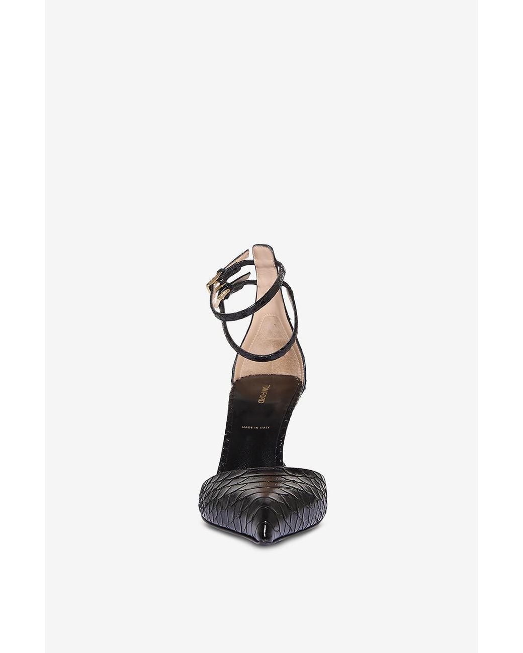 Tom Ford Black Snakeskin-Effect Ankle-Strap Low-Cut Shoes