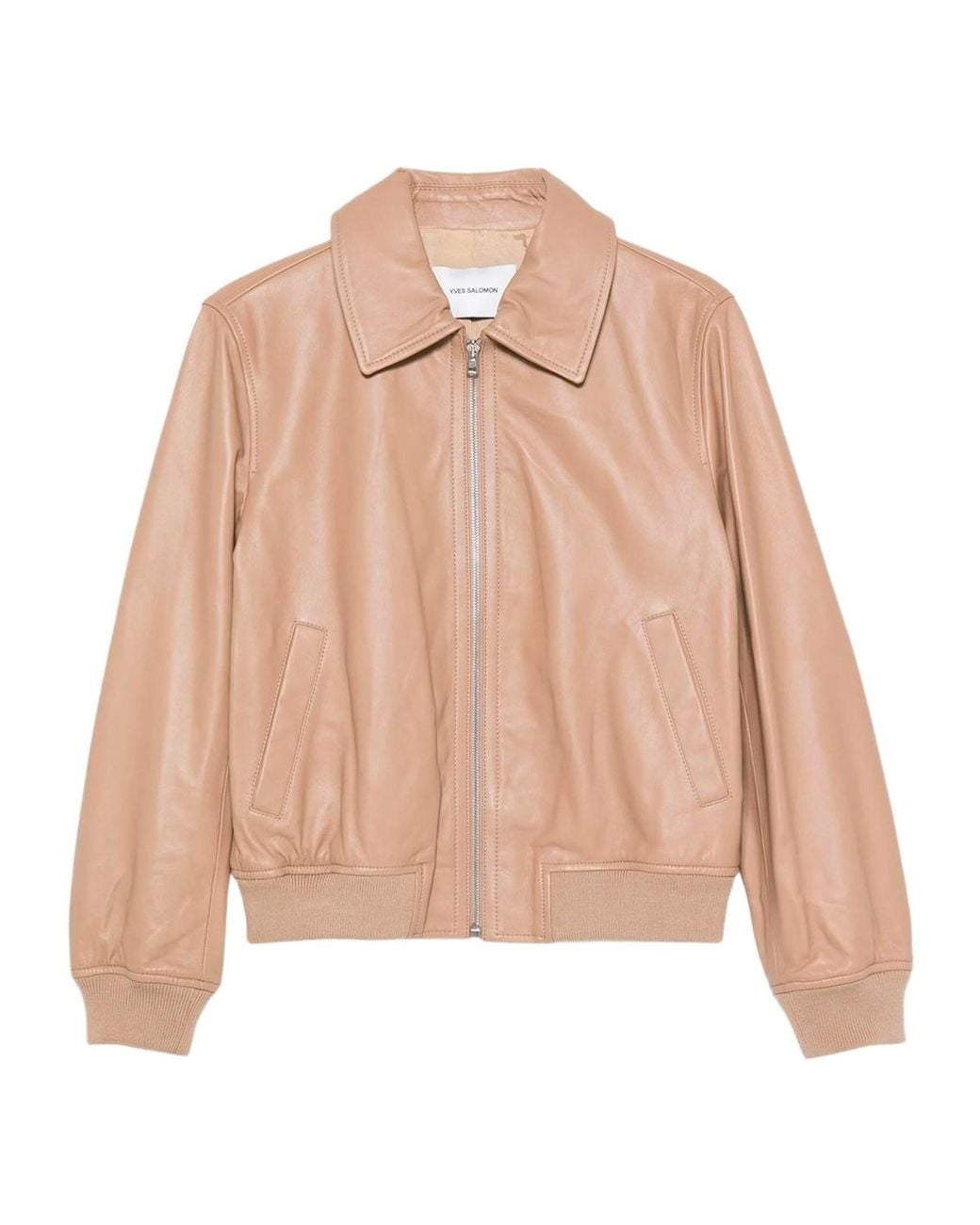 Yves Salomon Natural Zip-Up Leather Jacket