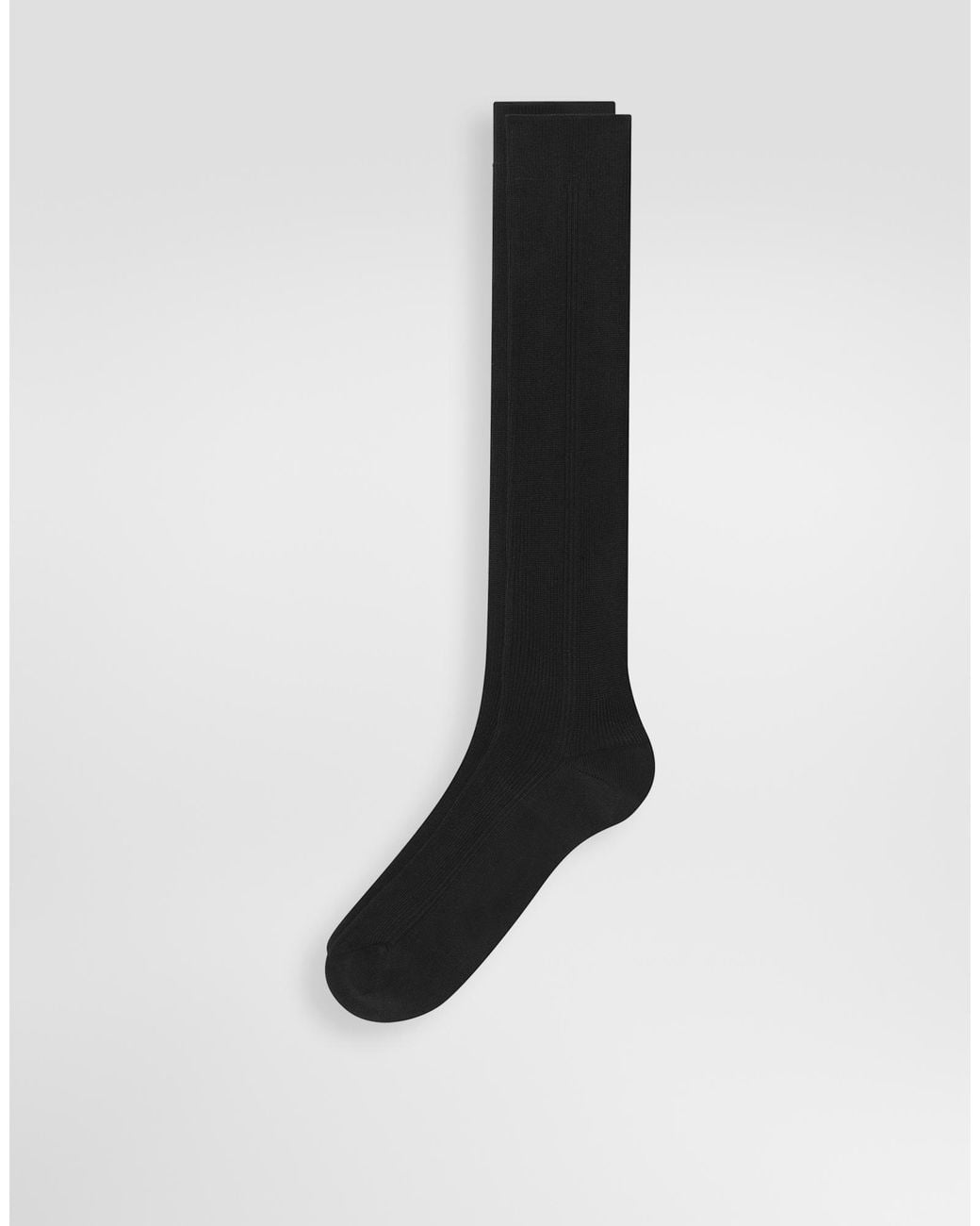 Dolce & Gabbana Black Ribbed Knee-High Socks for men