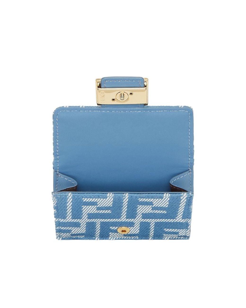 Fendi Blue Baguette Micro Trifold Wallet