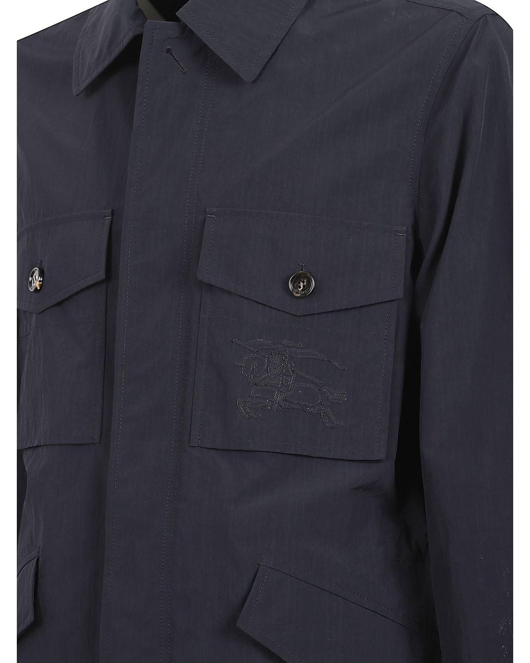 Burberry Blue Ekd Embroidered Long Sleeved Jacket for men