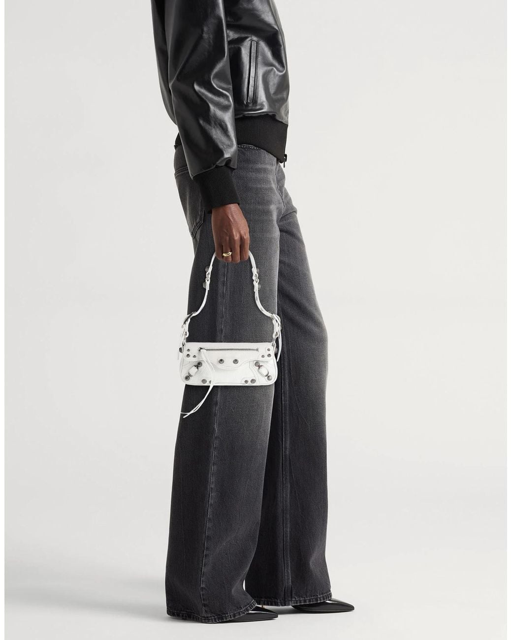 Balenciaga White Medium-Sized Solid-Color Shoulder Bag
