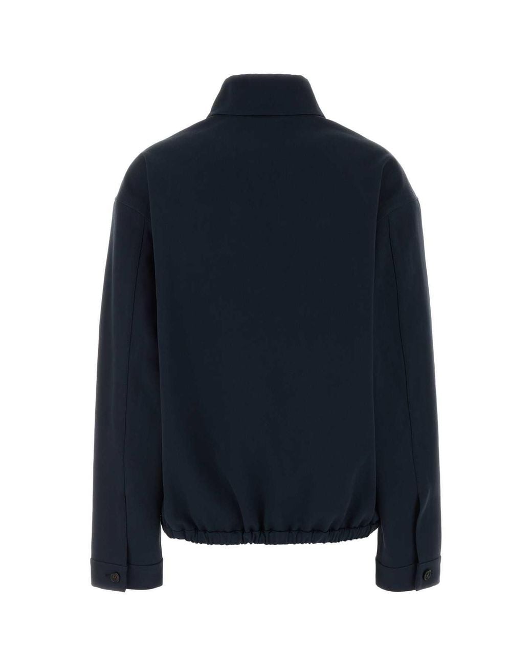 Miu Miu Blue Logo-Embroidered Elasticated-Hem Jacket