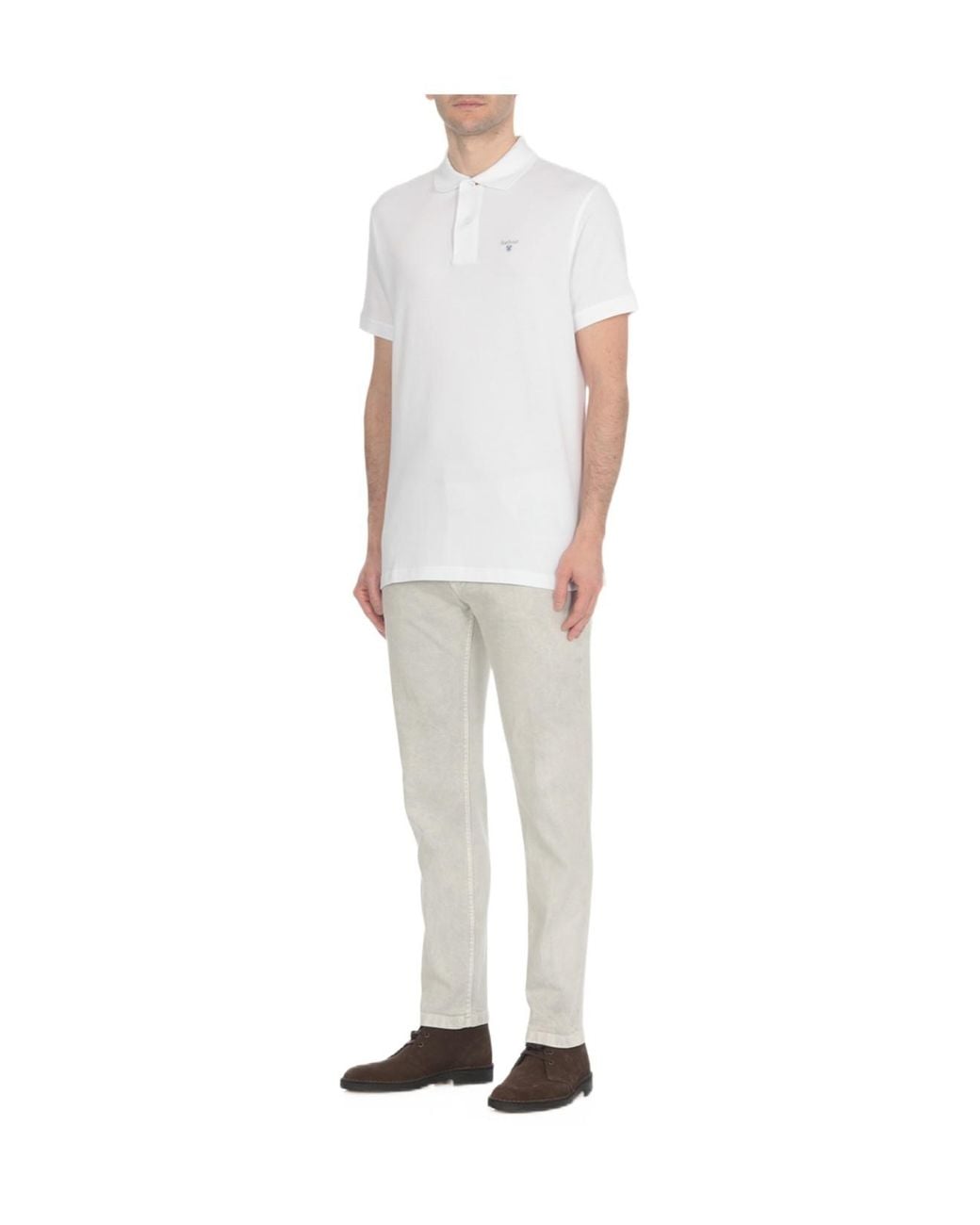 Barbour White Logo Embroidered Short-Sleeved Polo Shirt for men